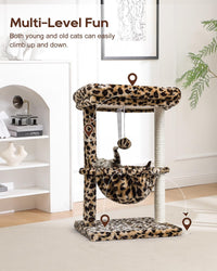 SYANDLVY Small Cat Tree for Indoor Cats - Leopard Print / Top Perch with Basket - image 4