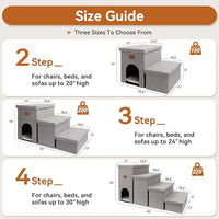 Dog Stairs 15" H, 2-Step Wider Dog Steps for Small/Medium/Large Old Dogs Cats, Folding Sturdy Storage Pet Stairs Climbing Bed Couch, Dog Ramp for Car Hold Up to 150 lbs(Gray, with Condo)