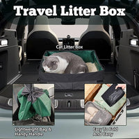 Travel Litter Box for Cats, Foldable Portable Litter Box, Leak Proof Cat Travel Carrier with Kitty Litter Scoop Bowl, Collapsible Waterproof Odor Free Easy Carrier for Car Outdoor, X-Large