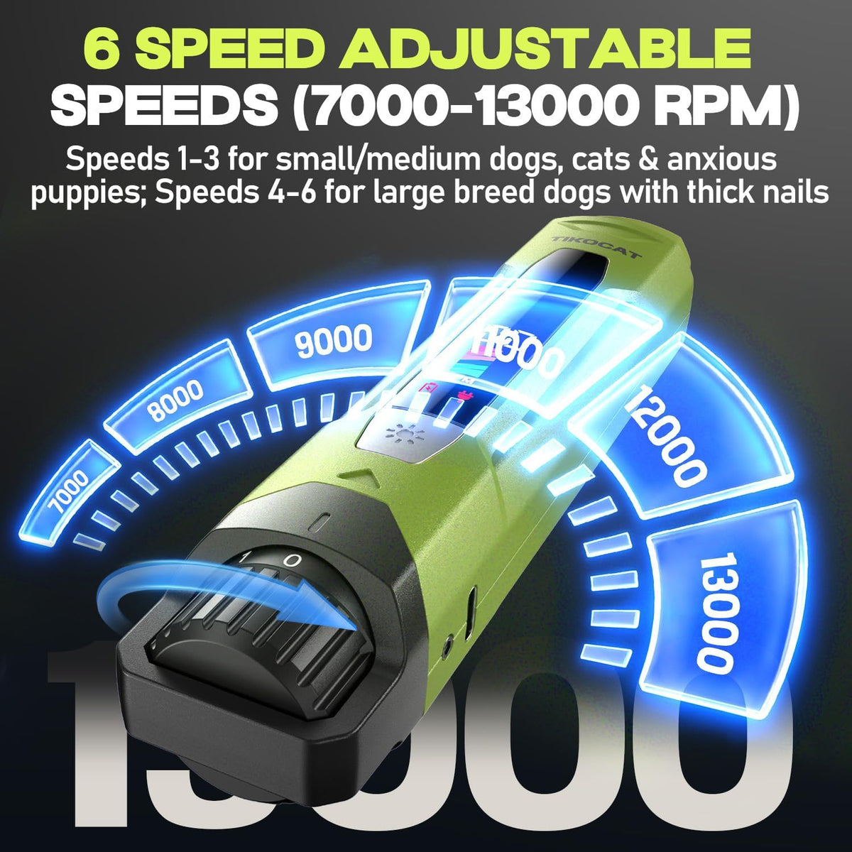 Whisper-Quiet Dog Nail Grinder 50%More Power for Sensitive Dogs - Green - image 3
