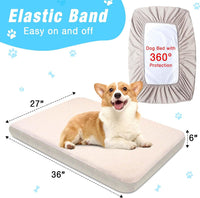Dog Bed Covers Replacement Washable 100% Waterproof Dog Bed Sheets - Beige-36 x 27 inch - image 2