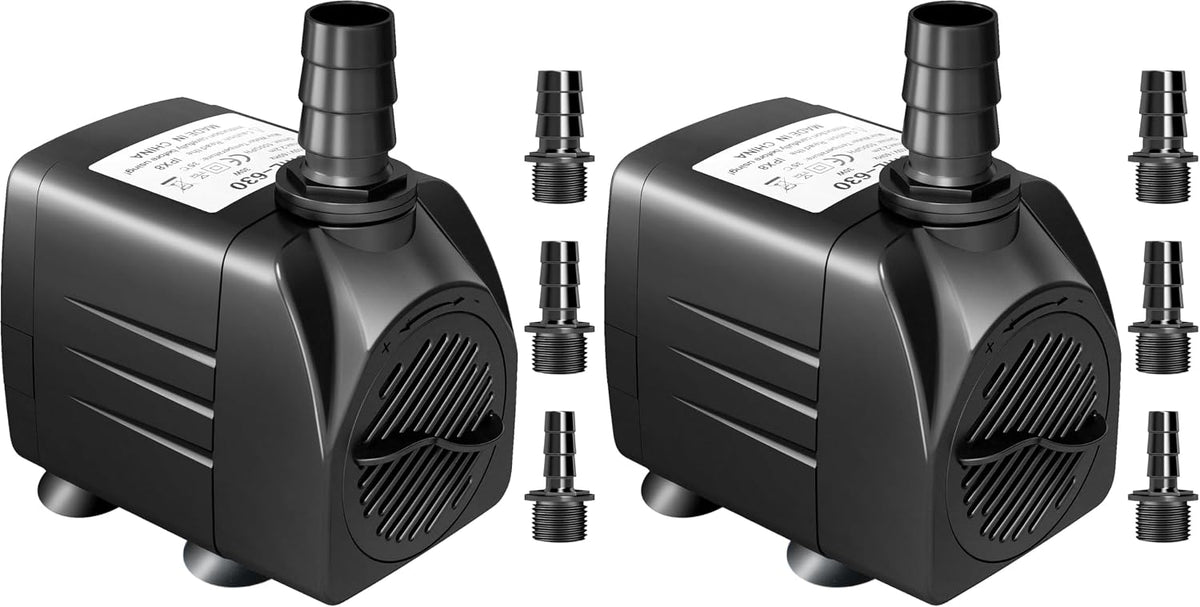 GROWNEER 550GPH Submersible Pump 30W Fountain Aquarium Water Pump – Essentials for Fish - 550 GPH (Pack of 2)