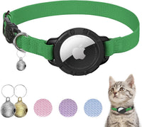 AirTag Cat Collars, Stretchy Collar with Air Tag Holder and Bell – Essentials for Cats - Dark Green
