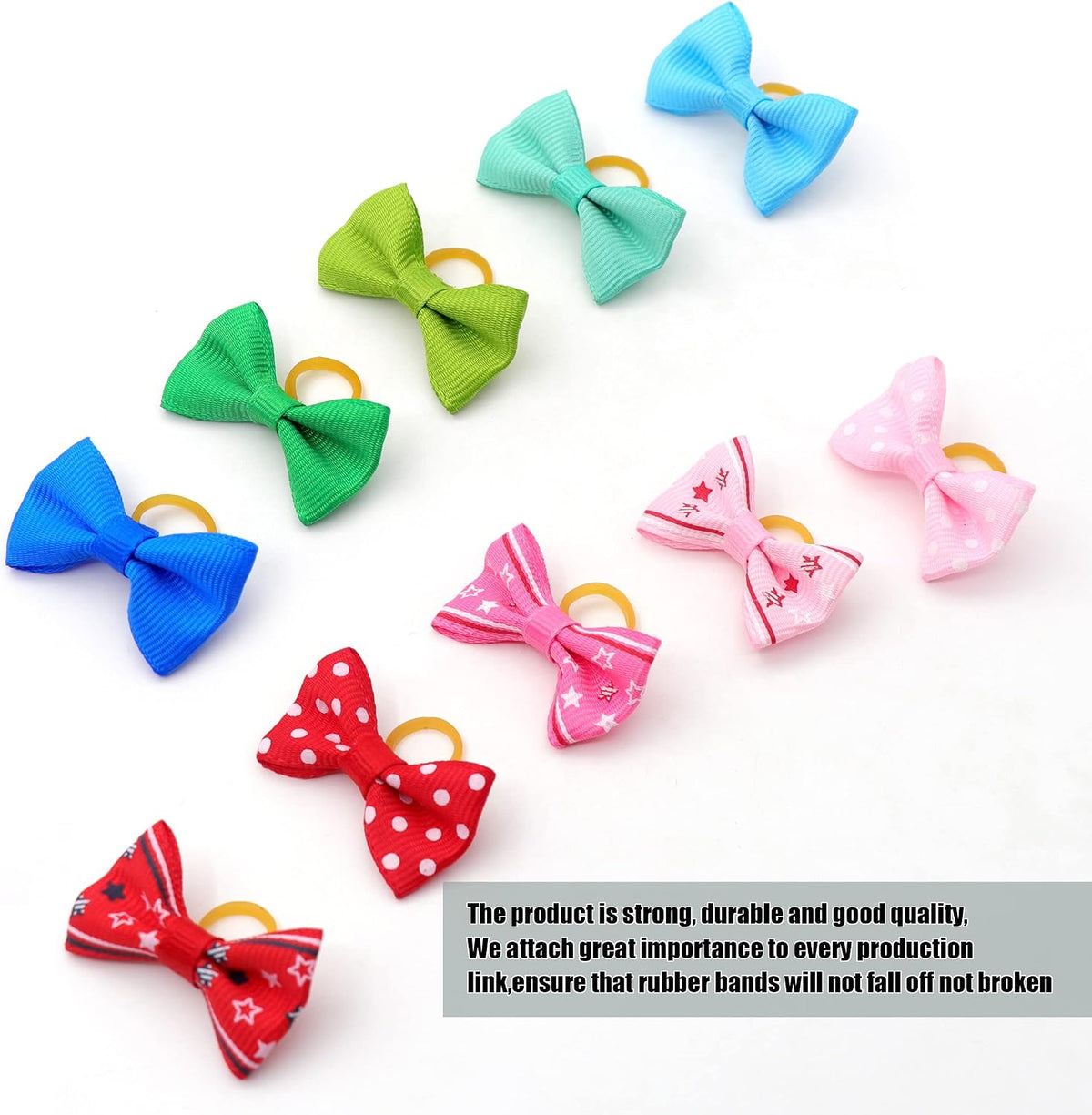 YAKA 60PCS Cute Puppy Dog Small Bowknot Hair Bows with Metal Clips - 60Pcs Dog Bows with Rubber Bands - image 4