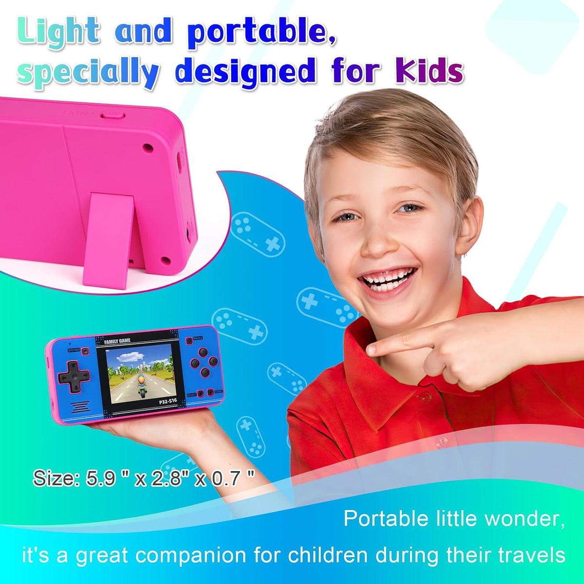 Handheld Electronic Toy for Kids - Pink+blue - image 4