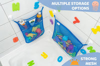 2 x Mesh Bath Toy Organizer + 8 Ultra Strong Hooks - Blue 2-Pack - image 3