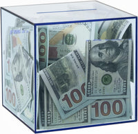 Clear Piggy Bank for Adults/Kids - Blue-cube / Medium