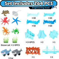 264 PCS Construction Race Tracks for Kids Toys - Shark Race Track - image 4