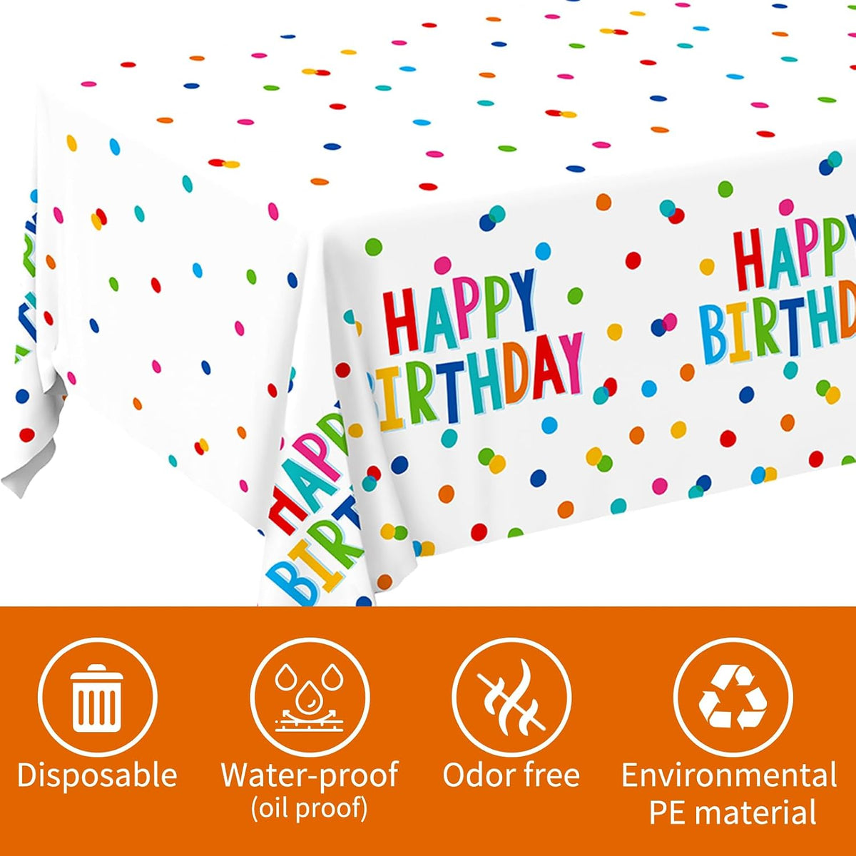 Fall Thanksgiving decorations, Disposable Tablecloth - round dot birthday - image 3