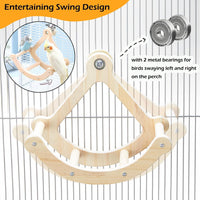 Bird Perch Toy, Wooden Interactive Rocking Parakeet Toys and Perches – Essentials for Birds - Wood / Cage Installation - image 2