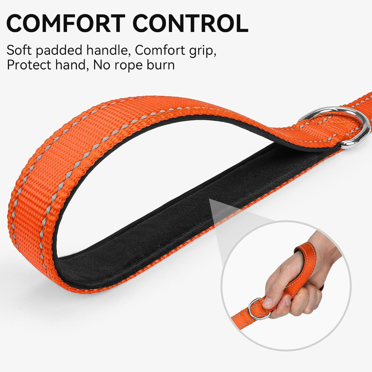 Joytale Reflective Dog Leash for Medium & Large Dogs - 6 ft Standard / Orange - image 2