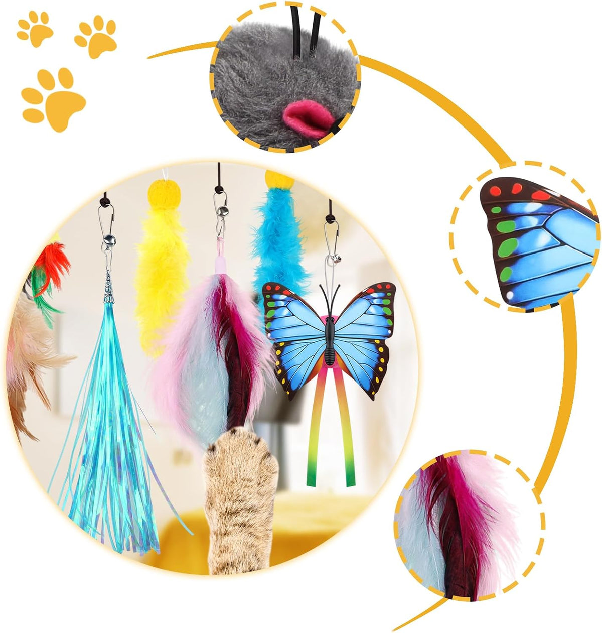 QUOZUO Cat Toys Replacement Cat Toy Wand Refills - image 3