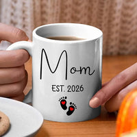 Personalized Promoted To Mommy EST. 2026 Accent Coffee Mug, Pregnancy Announcement White Ceramic Cup Gift For New Mom, Custom Name & Picture Ultrasound Baby Coffee Cup 11 15 Oz, Future Mommy Teacup
