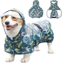 Dog Raincoat for Medium Dogs, Dog Rain Jacket with Clear Hooded - Medium(Label Size:XXL) / Green