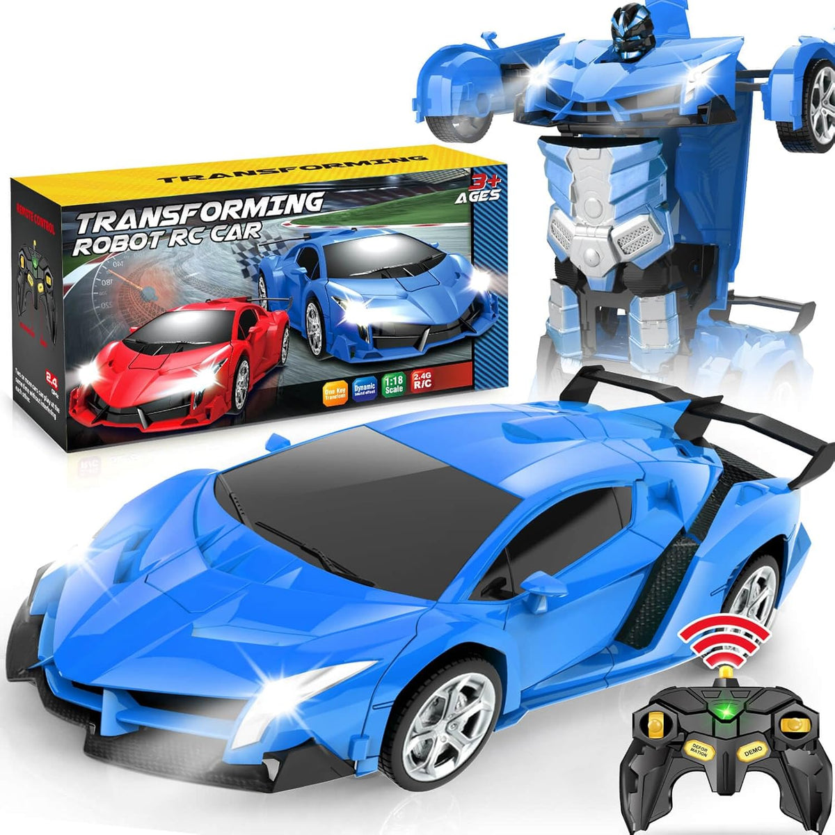 Dolanus Remote Control Car, Transform Robot, Boys Toys Gifts - Blue