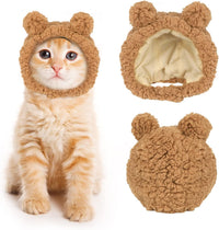 JOICEE Cute Cat Costume Warm Bear Hat Adjustable Small Pet Headwear - Brown
