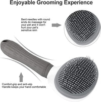 Cat Brush for Shedding, Skin Friendly Self-Clean Dog Slicker Brush – Essentials for Cats - Gray - image 2