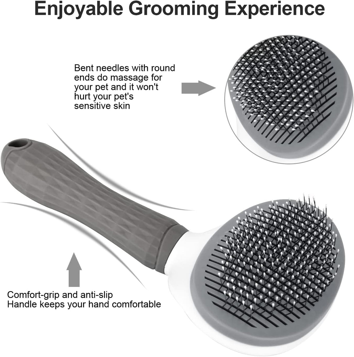 Cat Brush for Shedding, Skin Friendly Self-Clean Dog Slicker Brush – Essentials for Cats - Gray - image 2