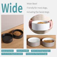 Black Dog Bowl Ceramic for Medium Large Breed, Heavy Weighted Dog Food Water Feeder Dish, Non - Slip Modern Cute Extra Big Porcelain 8 in Pet Bowl Maze