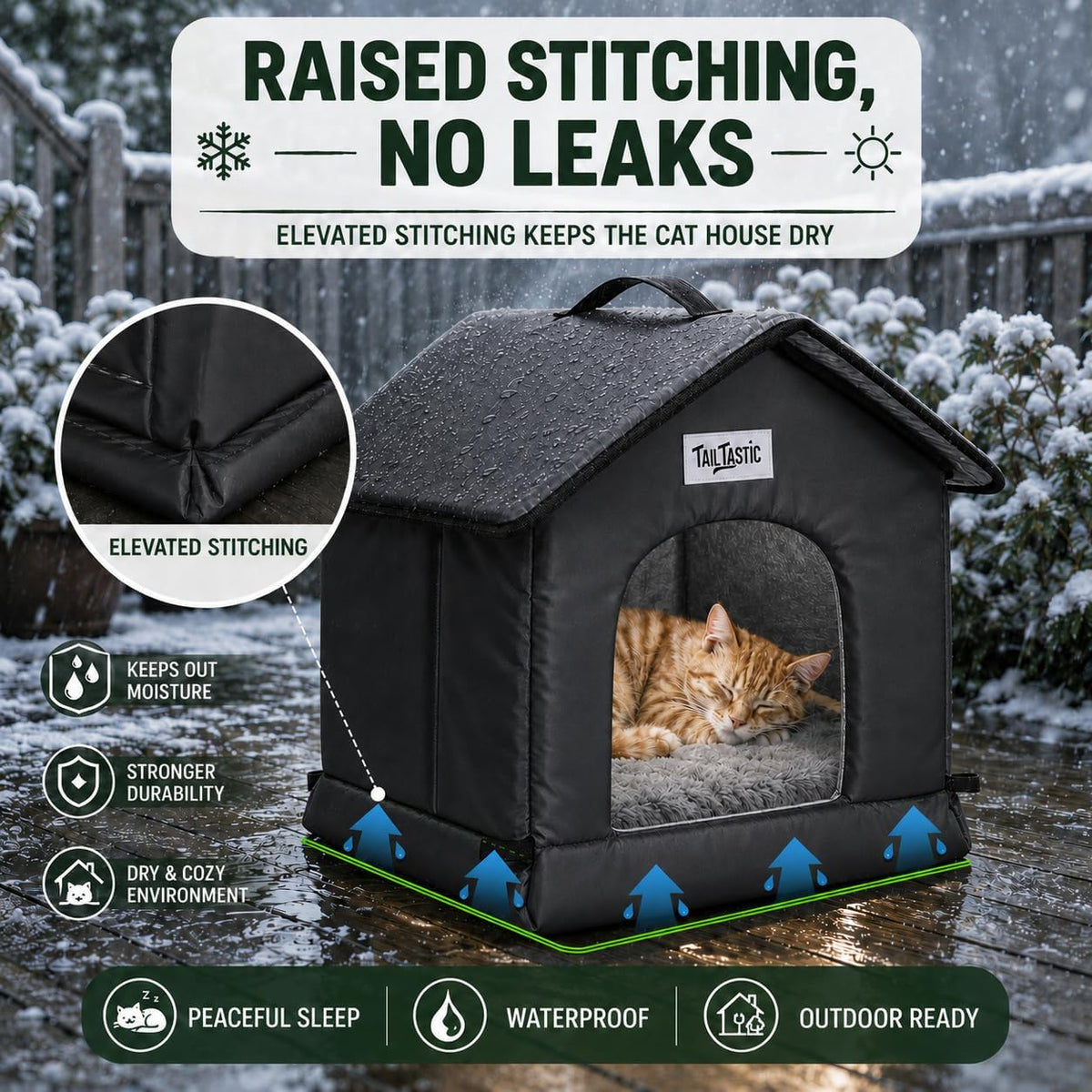 Tailtastic Weather Outdoor Cat House - BLACK / S - image 3