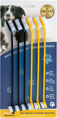 Pet Republique dog toothbrush set of 6 with dual-headed handles