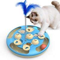 Cat Puzzle Feeder Toy, 3 in 1 Interactive Slow Feeder for Cats, Blue – Essentials for Cats - Blue