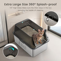Tripamin 15”Stainless Steel Cat Litter Box Enclosure - Translucent black / XX-Large - image 2