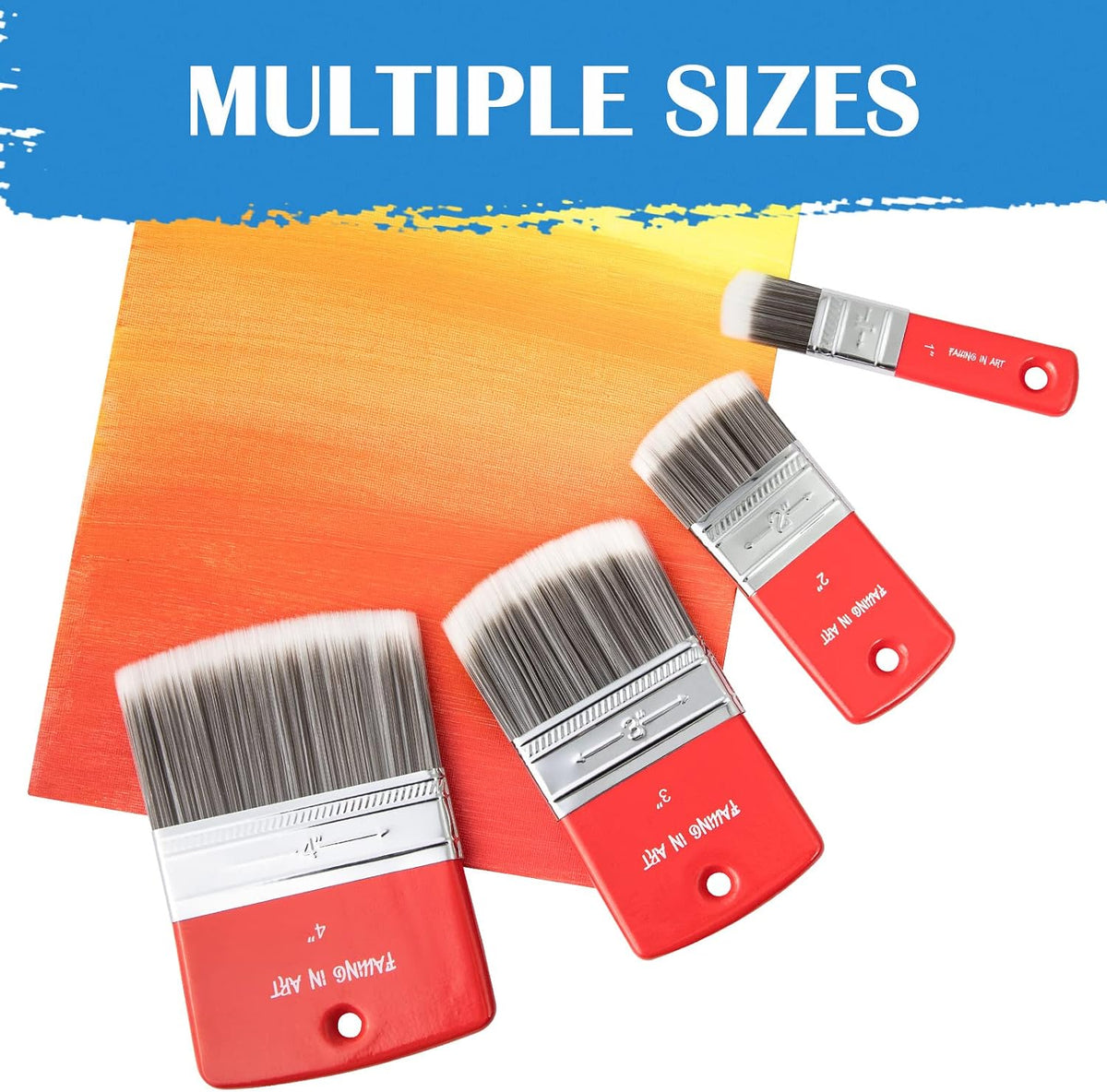 Falling in Art large 8 inch flat paddle paint brush with stainless steel ferrule - view 30