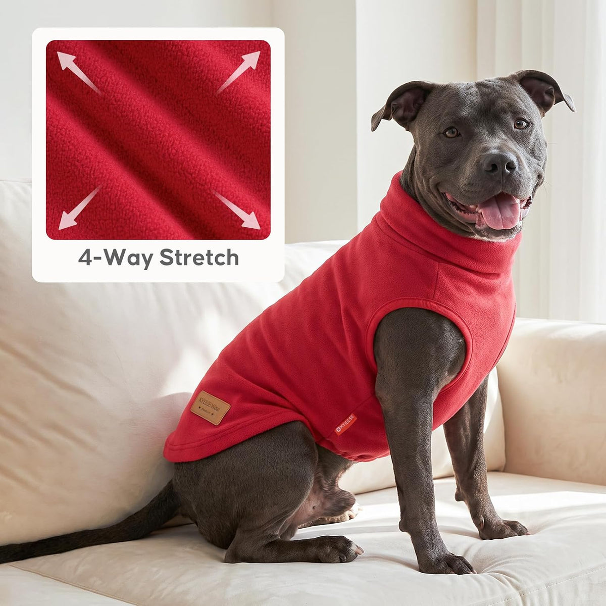 KYEESE 2Pack Dog Sweater for Small Dogs Soft Pet Coats Fleece - Red Plaid / XXX-Large (55-75lbs) - image 2