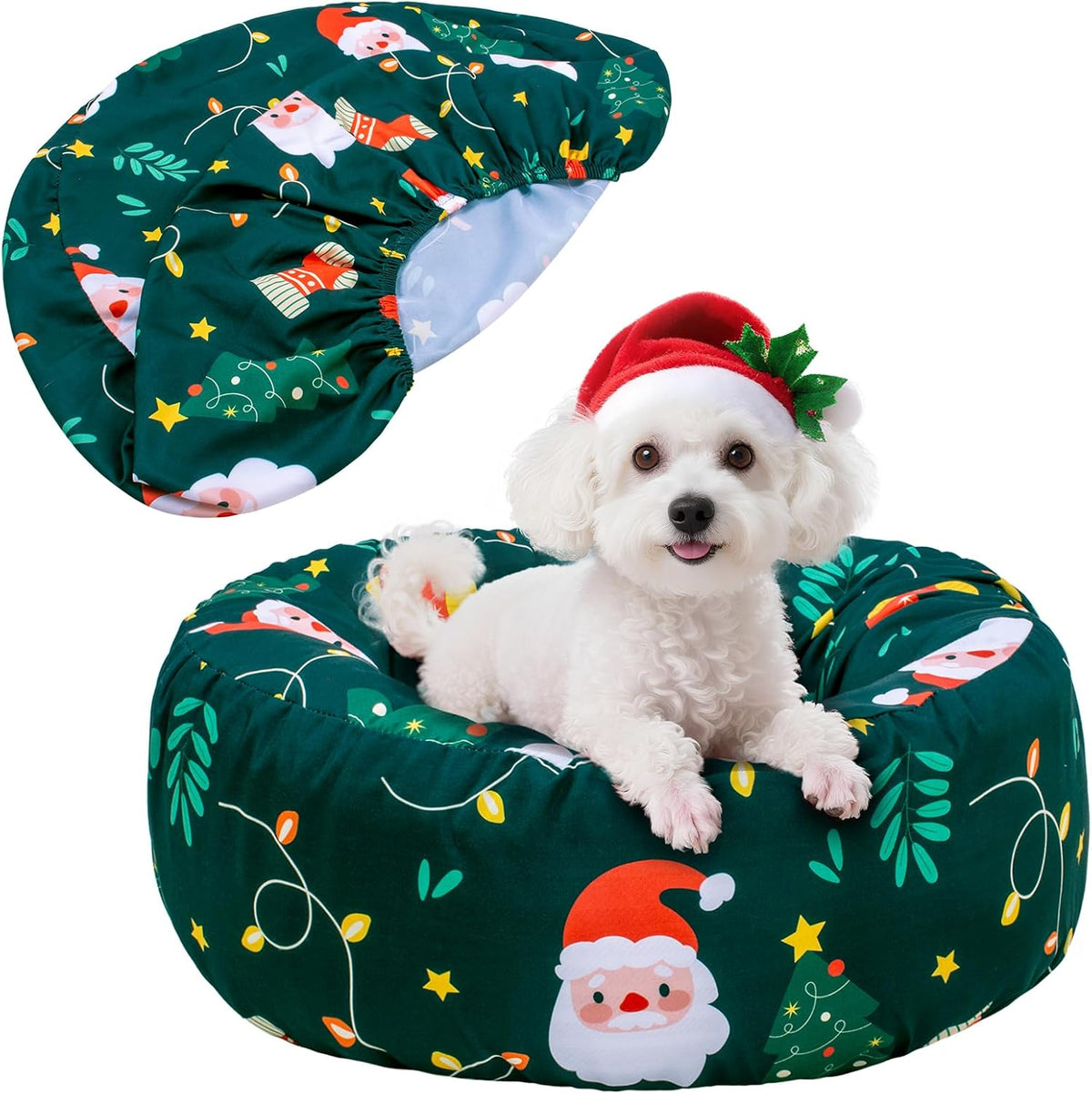 Round Dog Bed Cover Washable Elastic Edged 30×9.8 Inch – Essentials for Dogs - 30*30*9.8 Inch / Christmas BL
