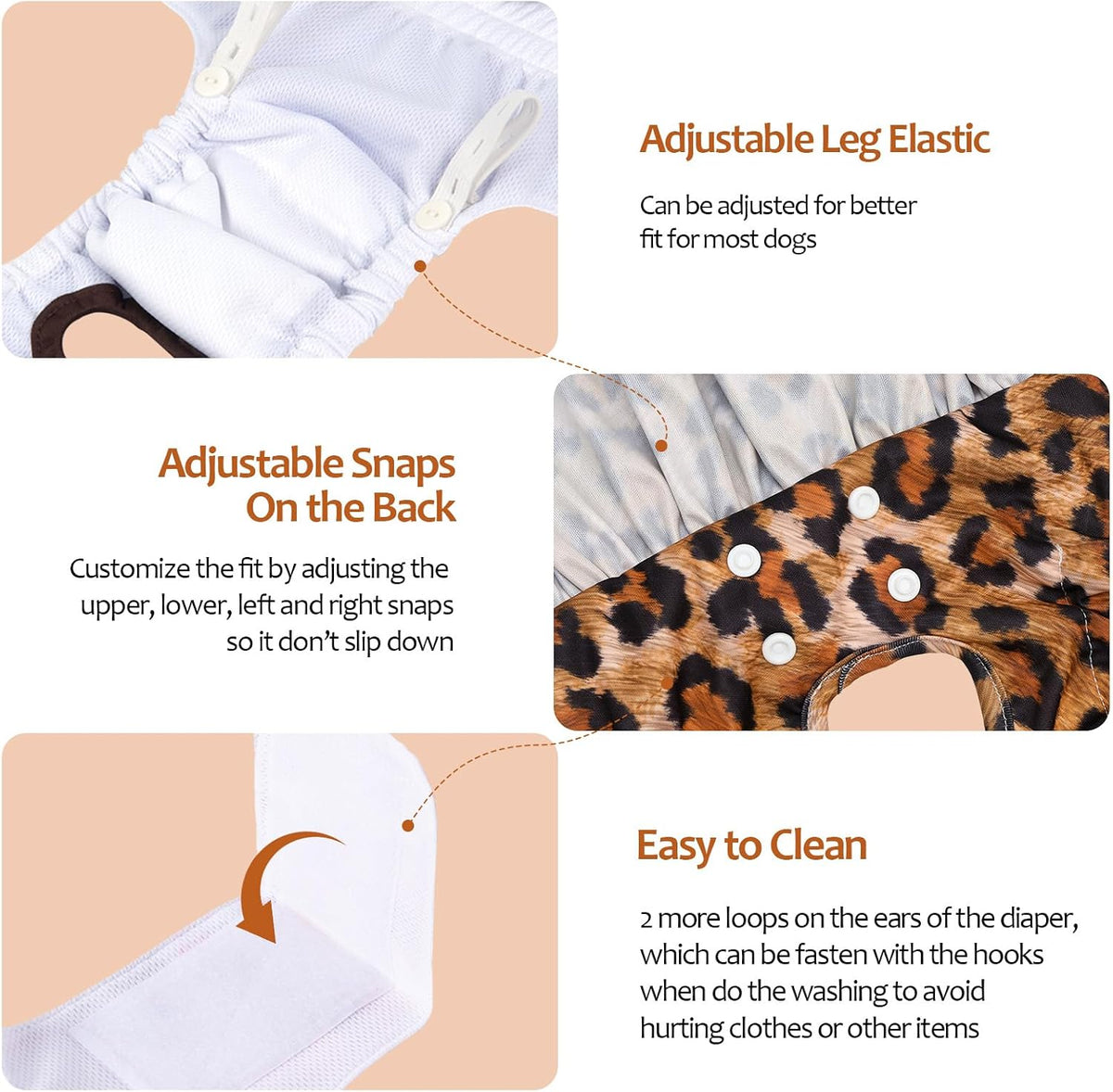 CuteBone Female Dog Diapers with Skirts 3 Pack Reusable Puppy Dresses - Color leopard skirts 3pcs / L - image 3