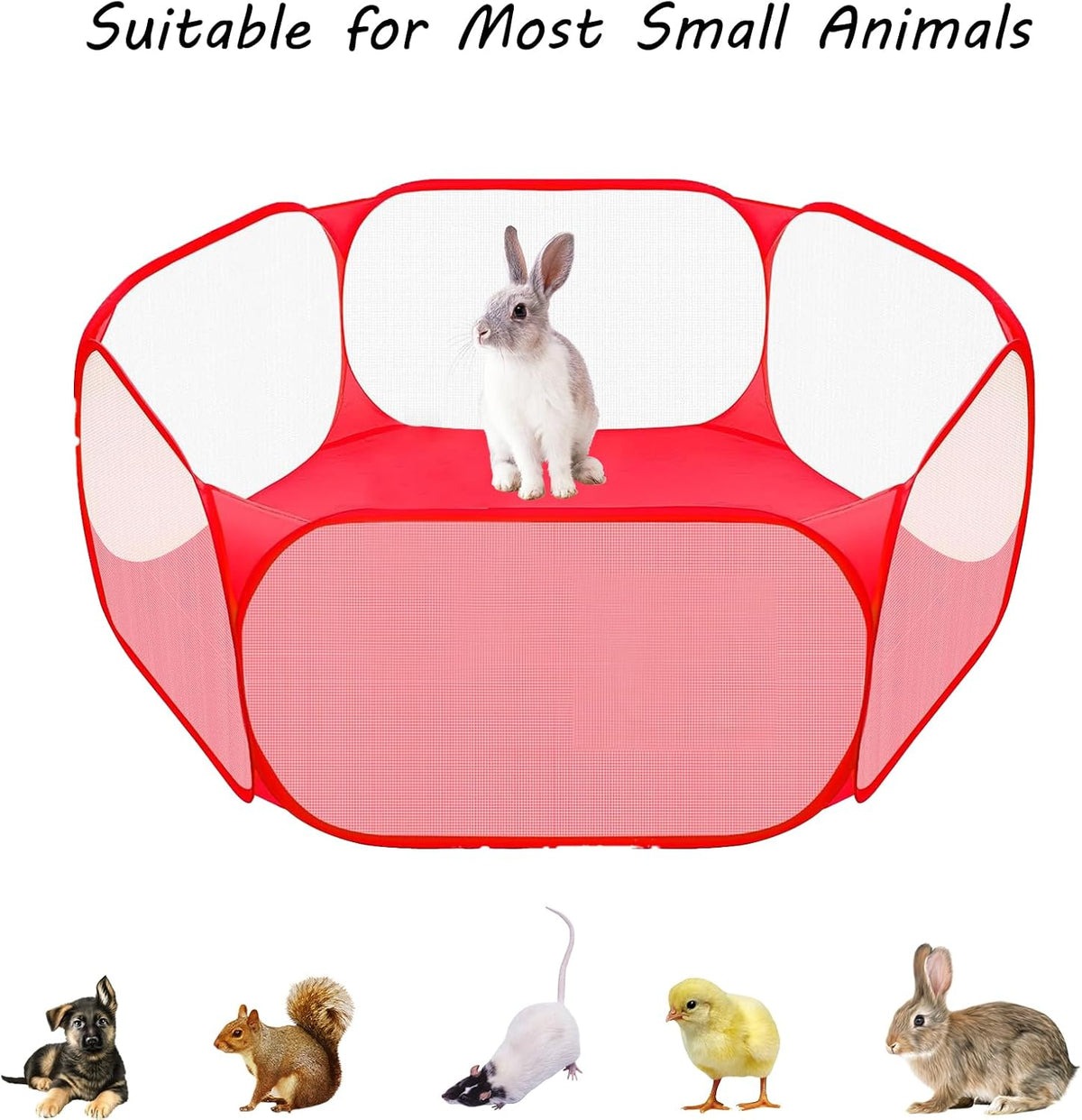 Small Animals Playpen, Portable Pop-up Open Interactive Pet Tent - Red - image 3