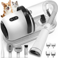 Dog Grooming Vacuum, All-in-One Pet Grooming Kit with Hair Clipper & Shedding Brush, Low Noise - White