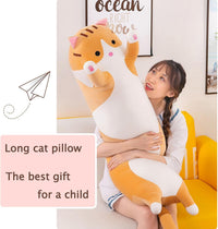 Long Cat Plush Pillow Soft Cat Hugging Pillow Stuffed Animal Pillow - Yellow / 59.05 inches - image 2