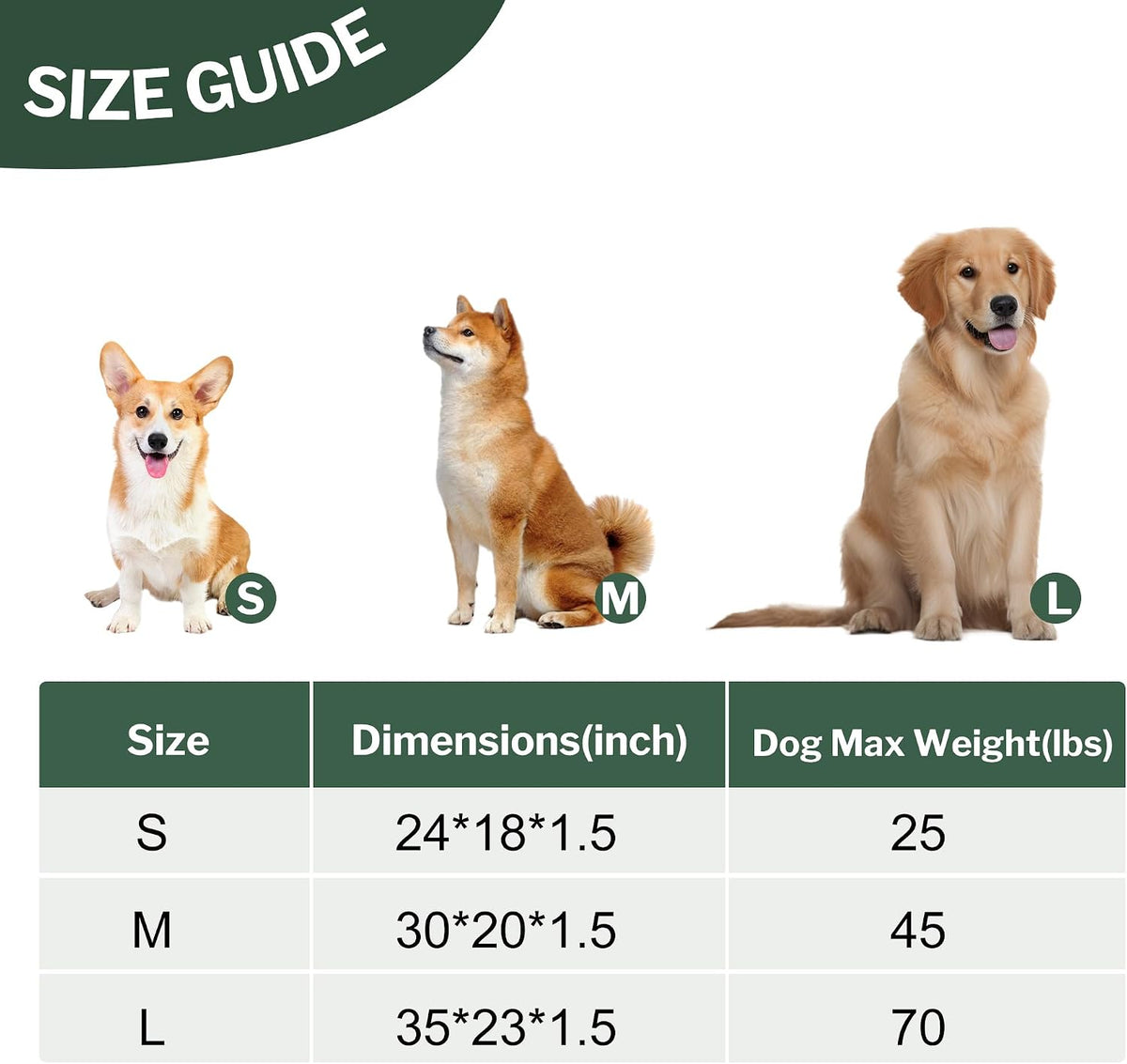 Dog Bed Crate Mat, Soft Durable Washable Anti-Slip Kennel Pad for Dogs & Cats, Reversible) - S(24"*18"*1.5") / Dark Green-1pc - image 4