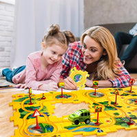 Ubegger puzzle car track set with puzzle road pieces, road signs and battery cars - view 23