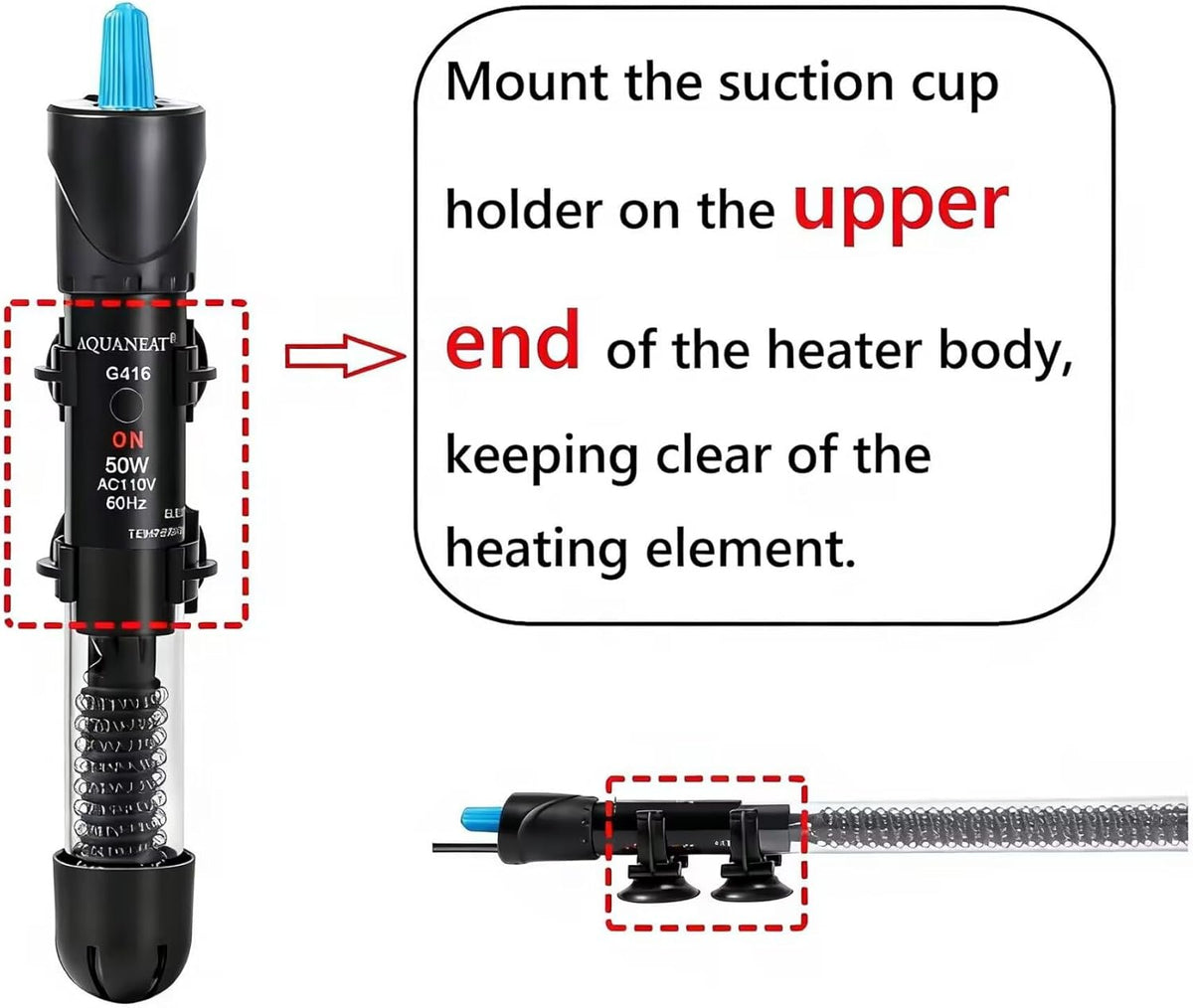 AQUANEAT Aquarium Heater, 50W Fish Tank Heater - 100W - image 3