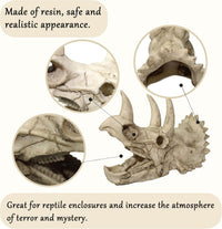 Reptiles Skull Hide Decorations Bearded Dragon Tank Accessories - Triceratops Skull+Rattan+Leaf - image 4