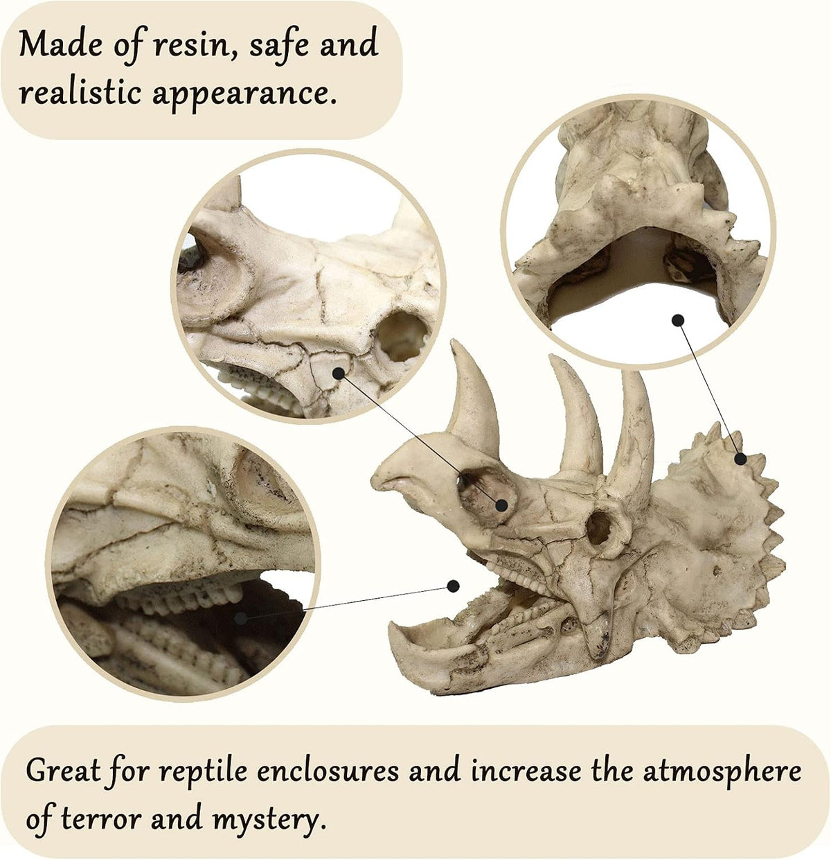 Reptiles Skull Hide Decorations Bearded Dragon Tank Accessories - Triceratops Skull+Rattan+Leaf - image 4