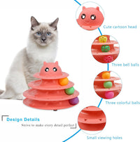 UPSKY Cat Toy Roller 3-Level Turntable Cat Toys with Six Colorful - A-Red - image 4