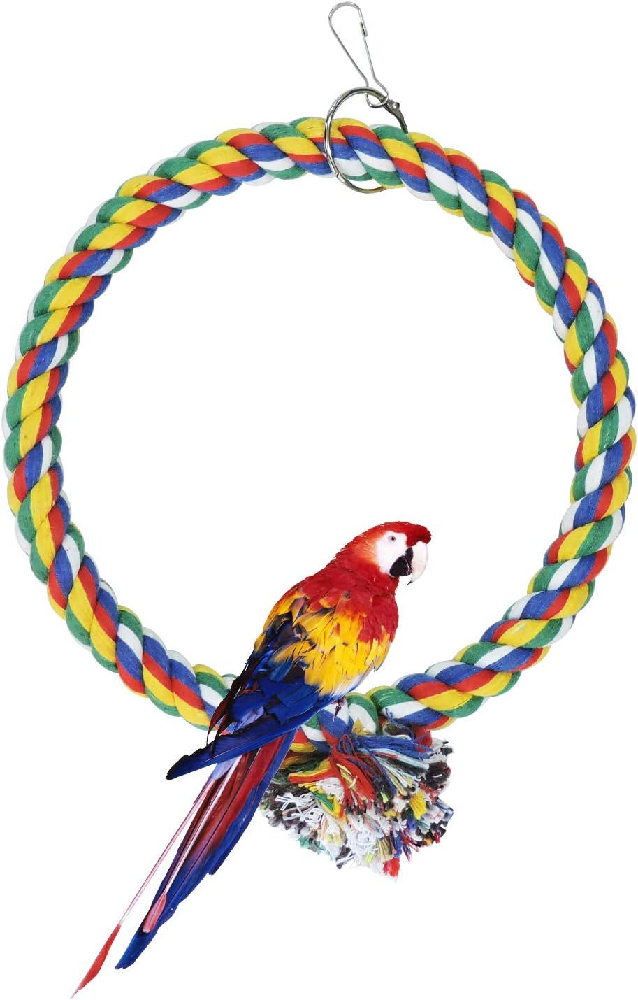 WishLotus Bird Swing, Cotton Rope Swing with Bite Resistance Perches for Parakeets, Budgie - 18cm