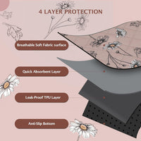 IEUUMLER Washable Pee Pads for Dogs - Muted Coffee Daisy / 24"X18"-2pcs - image 4