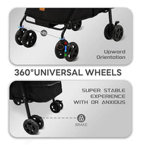 4 Wheels Pet Stroller,One-Click Folding Portable Folding Dog Cat Stroller,Sunshade, Storage Bag, Waterproof Oxford Fiber，Breathable and Visible Mesh for Small/Medium Pets up to 33 lbs,Black ﻿