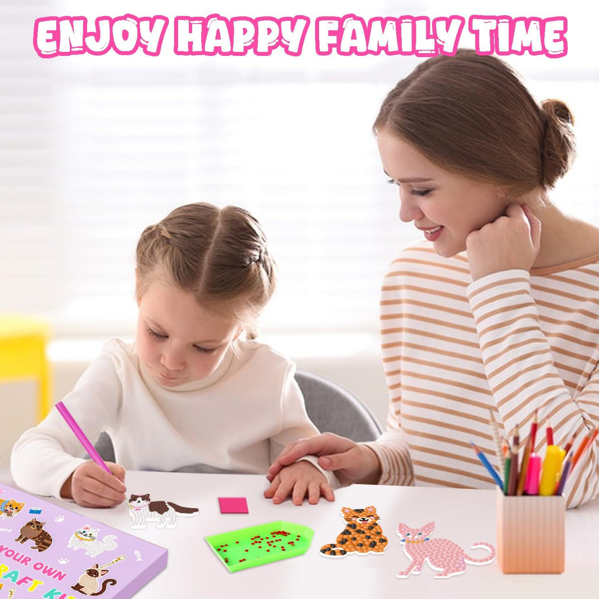 Labeol Diamond Art Kits for kids 5D Diamond Creat Your Own GEM - Cat - image 3