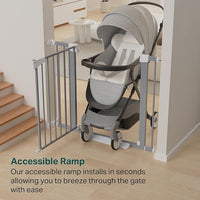 Cumbor 29.7"-40.6" Baby Gate for Stairs, Mom's Choice Awards Winner-Dog Gates for Doorways, Pressure Mounted Auto-Close Pet Gates for Dogs Indoor, Safety Child Gate with Easy Walk Thru Door, Gray
