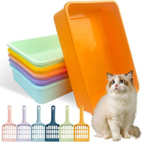 6 Pcs Kitten Small Litter Box Set, Plastic Kitten Litter Pan with 6 Scooper Cat Litter Box Cat Litter Box Travel Toilet for Small Pet Kitty Bunny Guinea Pig