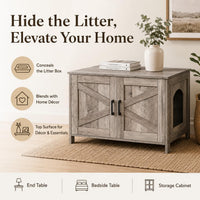 31.5" L Cat Litter Box Enclosure with Barn Door - 31.5"L / Greige - image 2
