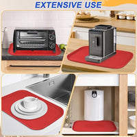 Silicone Pet Feeding Mat with Raised Edge for Food and Water, Dog Bowl Mats, Cat Bowls Placemat with High Lip for Floor Waterproof, Rubber Tray for Cats and Dogs 22 x 14 x0.8 Red