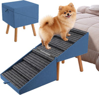 17" H Split Ottoman Dog Ramp for Couch - 21.06" H-Blue