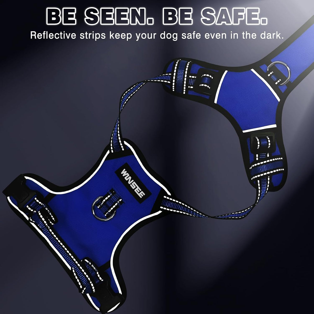 WINSEE Dog/Pet Harnesses No Pull with Dog Collar - Medium / Blue - image 2